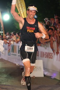 Crossing the Finish Line of Ironman Texas
