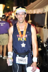 Just after crossing the Ironman Texas finish